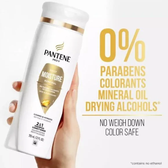 Pantene Pro-V Daily Moisture Renewal 2 in 1 Shampoo + Conditioner 12 oz - Picture 2 of 5